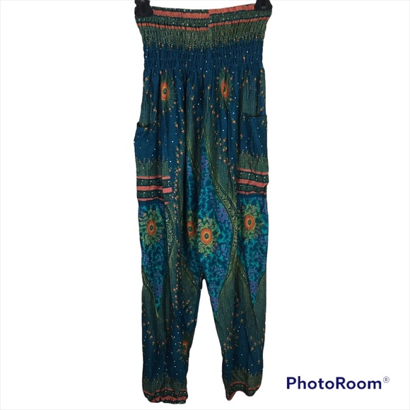Happy Trunks floral batik smocked harem pants - Picture 1 of 7